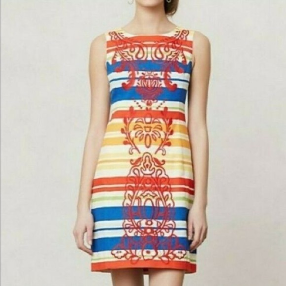 ANTHROPOLOGIE Tabitha Totem Embroidered Canvas Dress Size 0 EUC - Picture 1 of 10